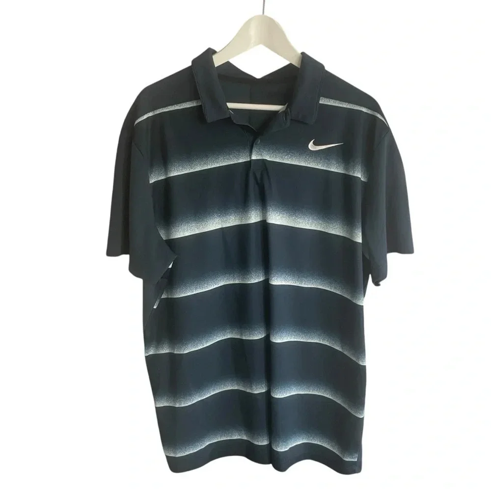Nike Golf Dri-Fit Polo Shirt Mens Size XL Green Stripes